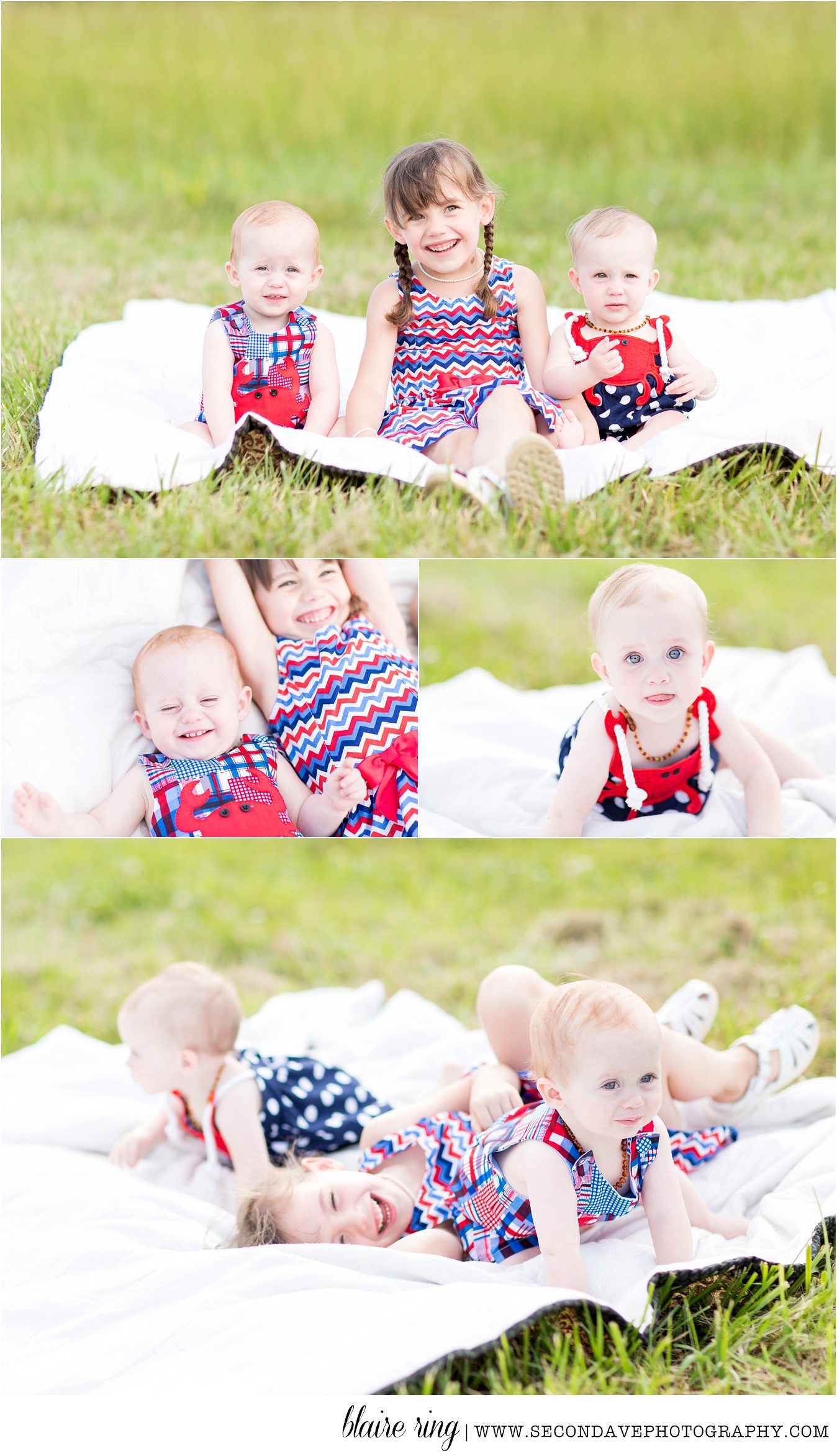 Beautiful 'golden hour' photography session at Morven Park by family photographer in Leesburg VA featuring a big sister and her twin siblings.