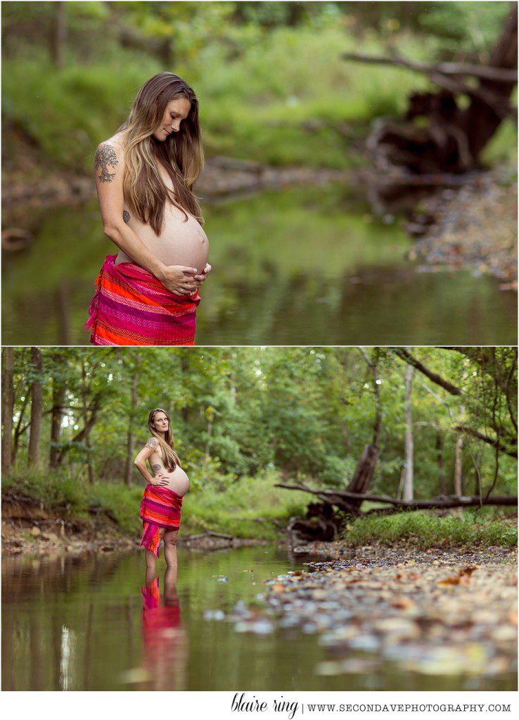 A local doula and a creek meet for a raw and natural take on maternity photography in Northern VA.
