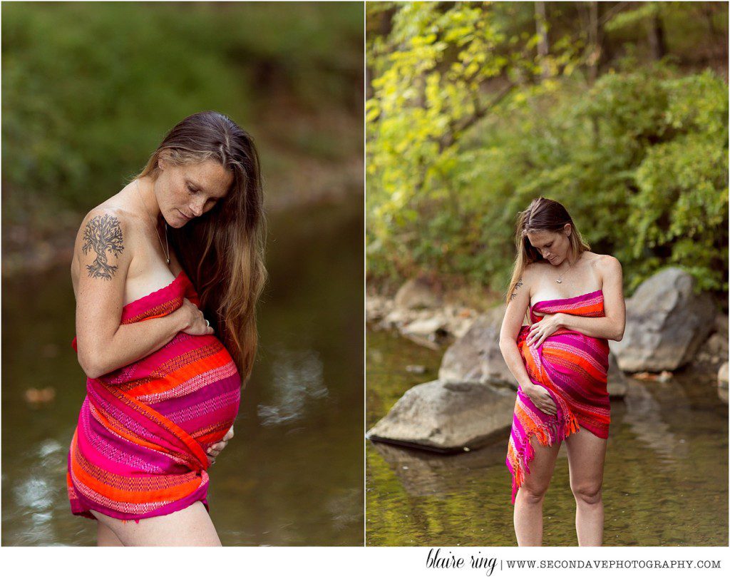 A local doula and a creek meet for a raw and natural take on maternity photography in Northern VA.