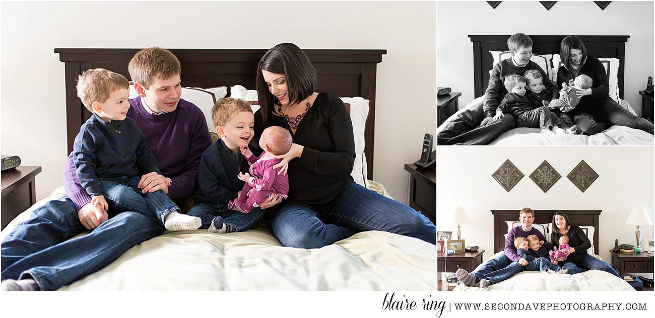 The experience of both a lifestyle session + posed portraits of the sweet new baby in the client's home, by a Northern Virginia newborn photographer.