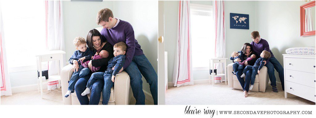 The experience of both a lifestyle session + posed portraits of the sweet new baby in the client's home, by a Northern Virginia newborn photographer.