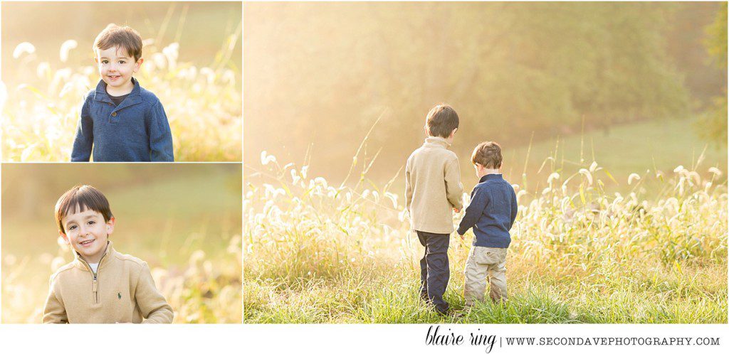 Sunrise in the fog at 48 Fields with family of four by Blaire Ring, photographer in Loudoun County.