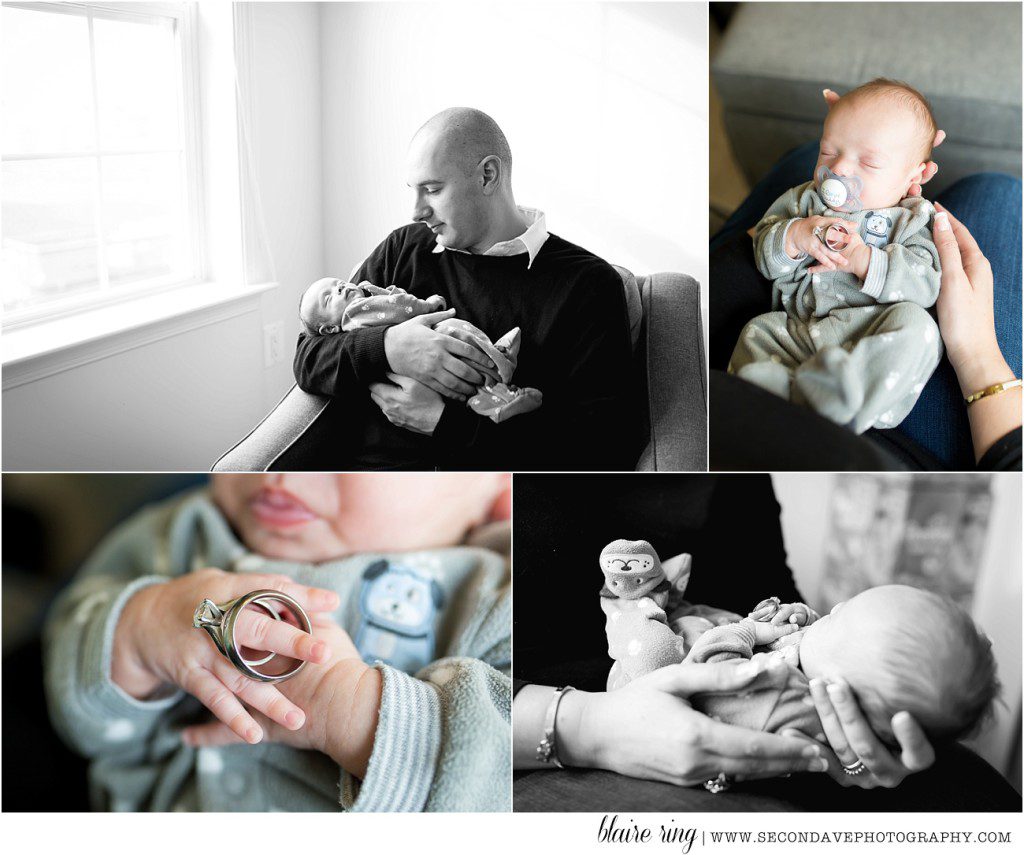 Lifestyle newborn photography in Berryville VA focusing on the bond between precious baby and overjoyed parents with four legged big brother!