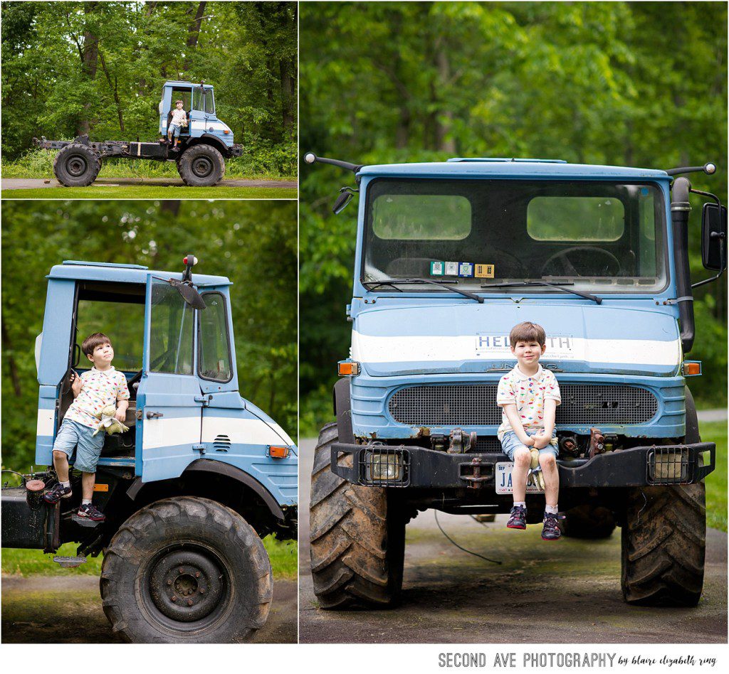 One family's annual photo shoot with Prince William County family photographer, featuring antique trucks at their beautiful home.