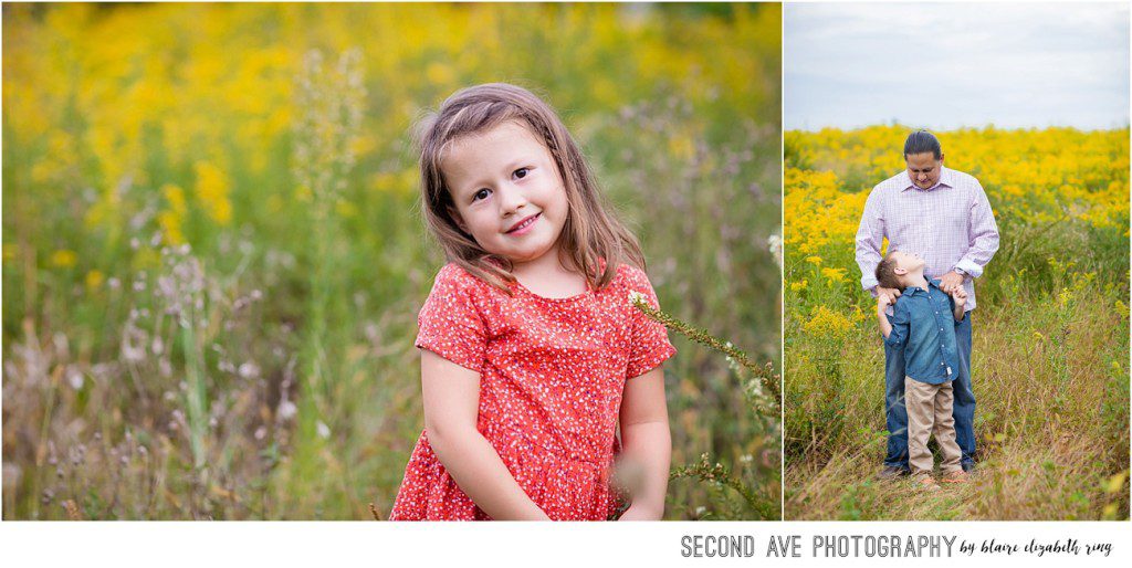 Northern Virginia maternity photographer photographs soon-to-be family of 5 in a yellow wildflower field in Western Loudoun County.