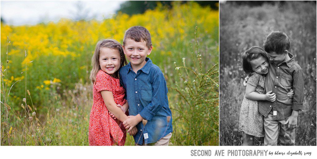 Northern Virginia maternity photographer photographs soon-to-be family of 5 in a yellow wildflower field in Western Loudoun County.