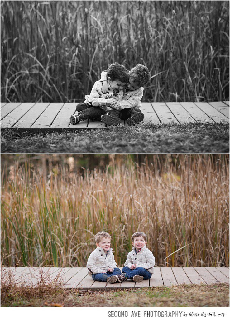Want your kids to laugh for their pictures? Consider a tickle fight at sunset. Whatever you do, don't look at this Leesburg VA twins & baby photographer!