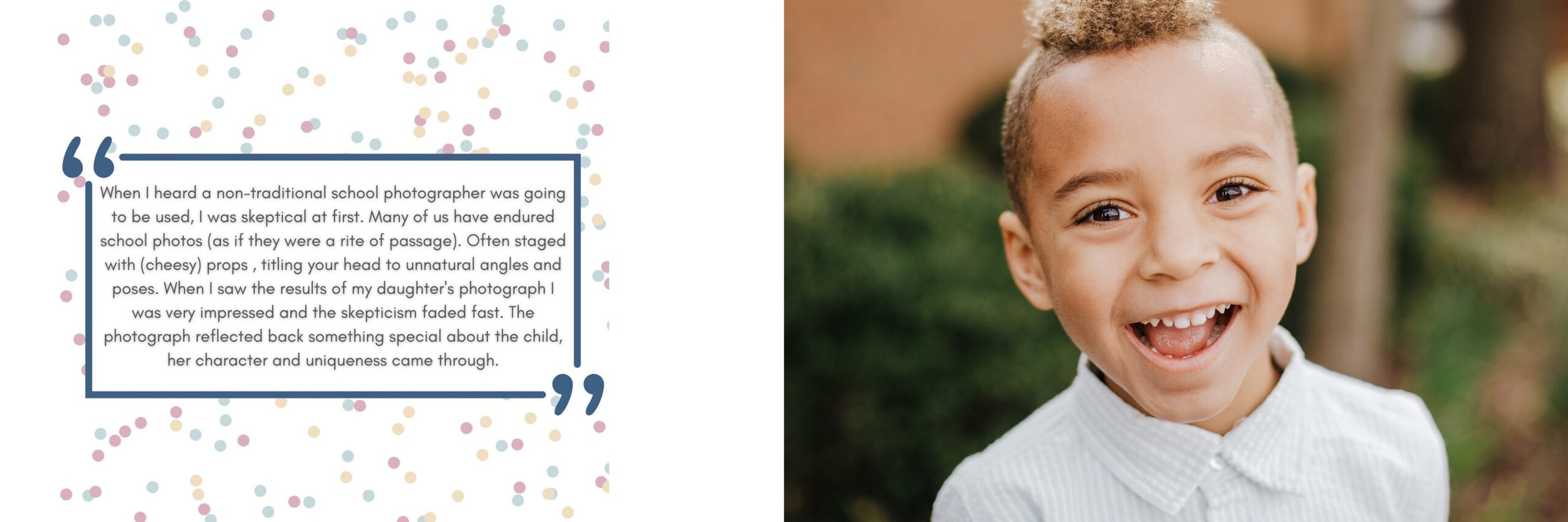 Testimonial of parent experience with me as their school photographer in Northern Virginia. Serving all of Loudoun, Fairfax, and Arlington counties.