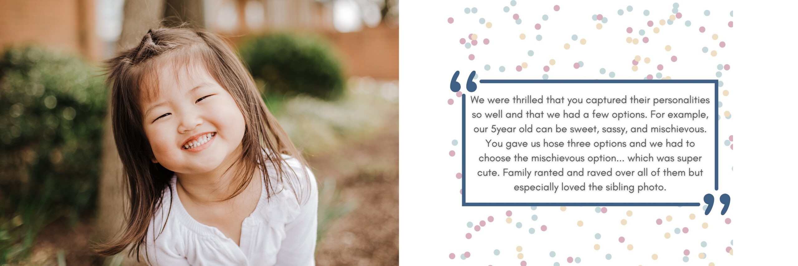 Testimonial of parent experience with me as their school photographer in Northern Virginia. Serving all of Loudoun, Fairfax, and Arlington counties.
