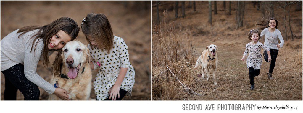 Family of four plus a yellow lab races to sunset during this gorgeous session. Fairfax VA family photographer now booking through summer 2018.