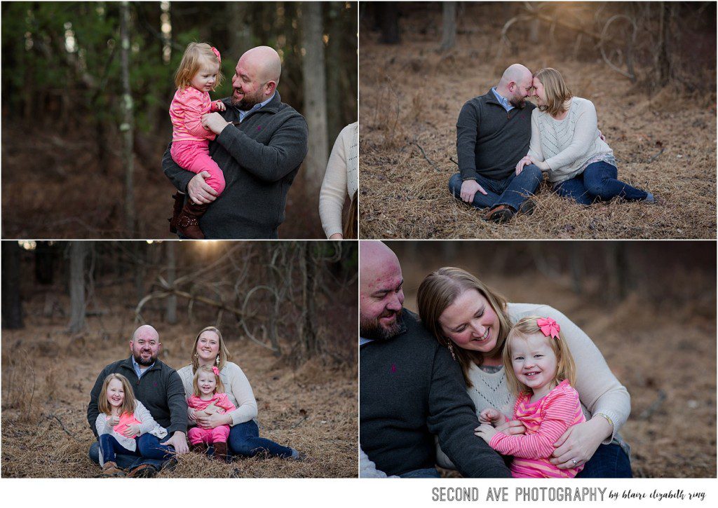 Family of four at Rust Nature Sanctuary in Leesburg VA. Now booking Northern Virginia photography sessions for newborns and families through summer 2018.