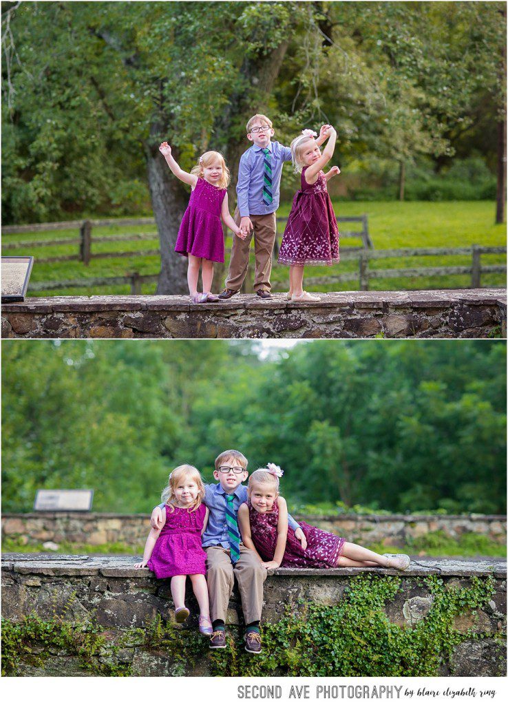 Family of 5 exploring Old Waterford Mill with Waterford VA Photographer. Beautiful light and location. Now booking Fall 2018 family photo sessions. 