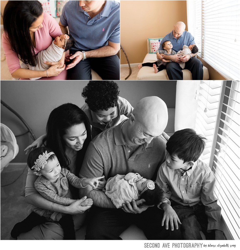 I am literally in love with being a Washington DC Newborn Photographer. The best part of my job is snuggling new babies. This family of 6 checked every box.