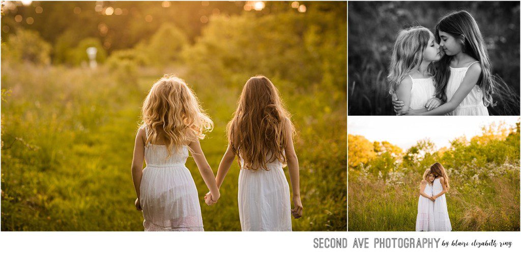 Northern Virginia childhood photographer celebrates sisters personalities at gorgeous golden hour location in Leesburg VA.