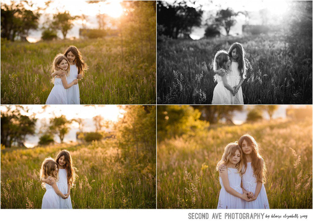 Northern Virginia childhood photographer celebrates sisters personalities at gorgeous golden hour location in Leesburg VA.