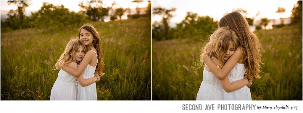 Northern Virginia childhood photographer celebrates sisters personalities at gorgeous golden hour location in Leesburg VA.