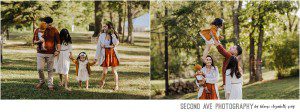 Blended family of 5 perfectly coordinates Fall inspired outfits at the last minute for a sunshine filled family session with Leesburg VA photographer.