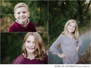 Natural family portraits of mom and 3 kids by photographer in Leesburg VA. Another example of working a little before Golden Hour.