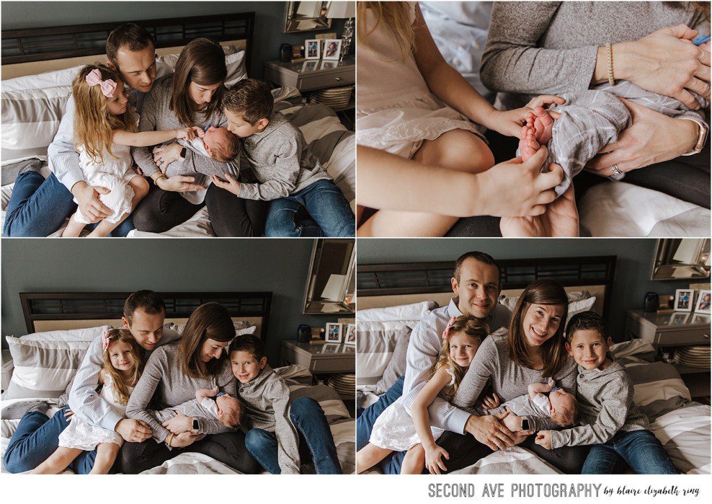 Baby Boy makes 5 for in-home lifestyle newborn photo session with Northern Virginia newborn photographer Second Ave Photography.