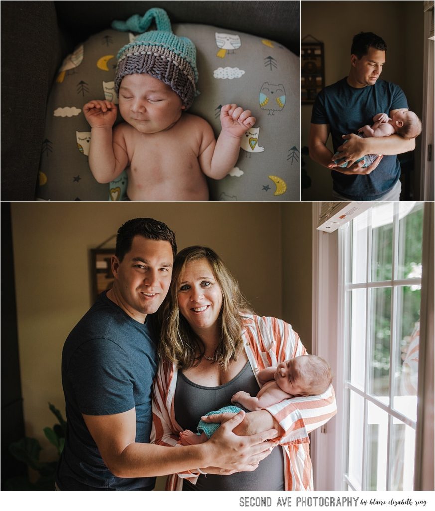 In-home lifestyle newborn session for family of 5. Post-COVID newborn sessions looks a bit different these days for this Annandale VA newborn photographer.