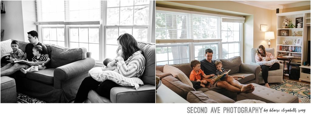 In-home lifestyle newborn session for family of 5. Post-COVID newborn sessions looks a bit different these days for this Annandale VA newborn photographer.