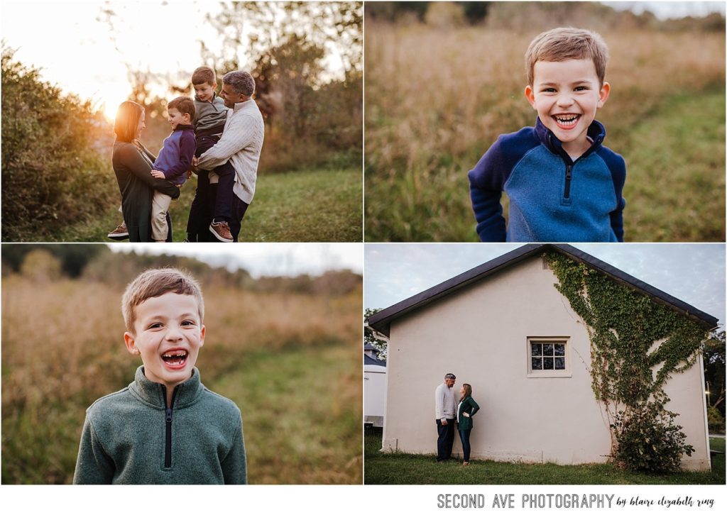 Family of four at sunset with Loudoun County family photographer at beautiful park in Leesburg VA. Time lapse editing video!